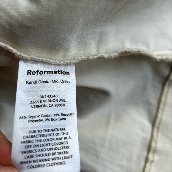 Reformation Kendi Denim Midi Dress in Fior Di Latte - Picture 10 of 11